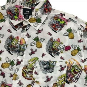 H&M Spongebob & Patrick Tropical Button-down Shirt Size XL